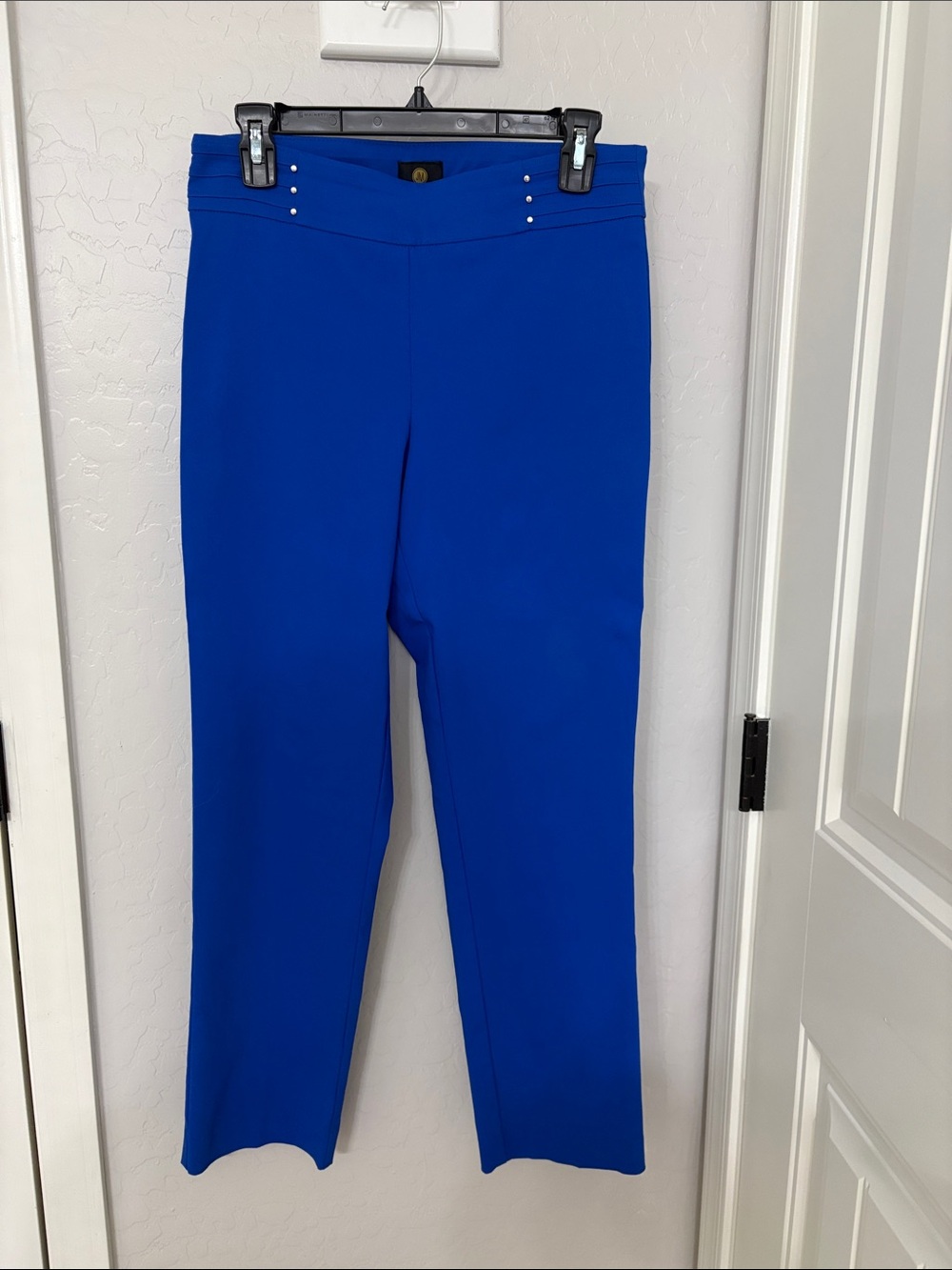 JM Vollection Women's Royal Blue Stretch Pull-On Pants